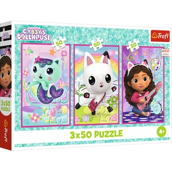 Trefl - Puzzle 3x50 Meet Gabby and the cats - 40 - 99 piese