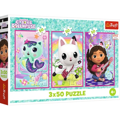 Trefl - Puzzle 3x50 Meet Gabby and the cats - 40 - 99 piese