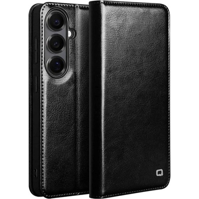 Qialino Кожен Калъф за Samsung S26 Plus, Qialino Book Case, Черен (5966011992152)