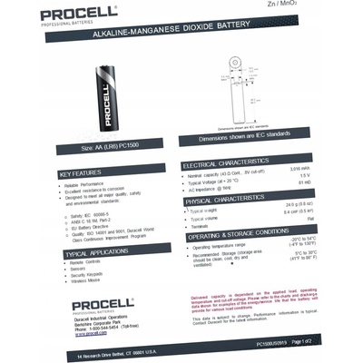 Duracell PROCELL Industrial AA 10ks AADU014