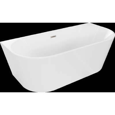 Mexen Oval свободностояща вана за стена 160 x 80 см, бяла, преливник от четкан никел - 52671608000-97 (52671608000-97)