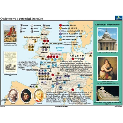 Cartographia Osvietenstvo v európskej literatúre Mapa (160x120 cm), nástenná, fóliovaná, lištovaná
