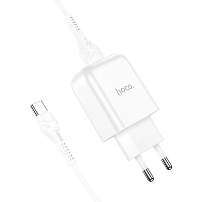 hoco. Захранване за ел. мрежа 2.1A с USB изход и USB-C кабел - Hoco N2 Wall Charger and USB-C Cable (бял) (N249413)