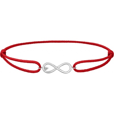 Tiami provázkový náramek Infinity z bílého zlata s diamantem červený BIFFW2203