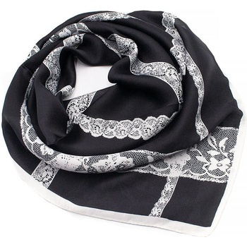 šátek černobílý s krajkovým potiskem