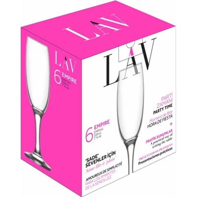 LAV Pohár Empire sklenený na šampanské 49x210 mm bal. 6 x 220 ml