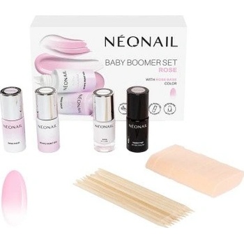 NeoNail Baby Boomer Baby Boomer Rose Base podkladový lak pre gélové nechty 7,2 ml + Baby Boomer White Paint Gel gélový lak na nechty 6,5 ml + Gum Peel-Off ochranný gél na nechtovú kožtičku 7,2 ml + Ha