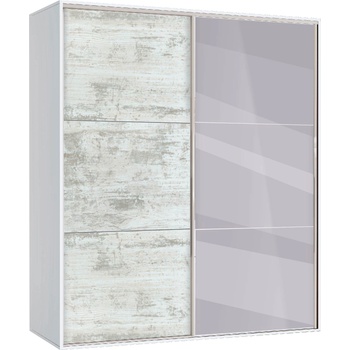 Bogdan Furniture G Гардероб с плъзгащи врати и огледало Memo. bg, модел BM-Ava 41, бял гланц и кристал