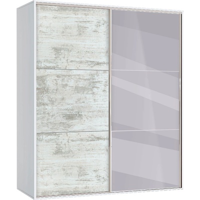 Bogdan Furniture G Гардероб с плъзгащи врати и огледало Memo. bg, модел BM-Ava 41, бял гланц и кристал