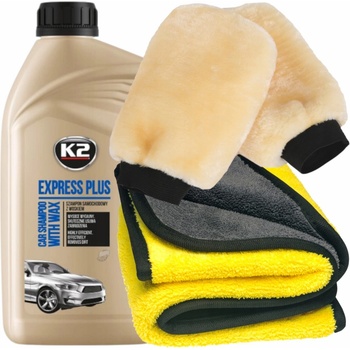 K2 SADA NA UMÝVANIE A ODVLHČOVANIE AUTA ŠAMPÓN VLNENÁ RUKAVICA UTERÁK 40X40 CM