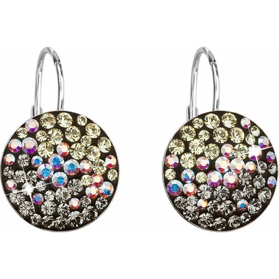 PAVONA Strieborné náušnice visiace s krištáľmi Swarovski mix farieb mesačné okrúhle 31176.3 moonlight