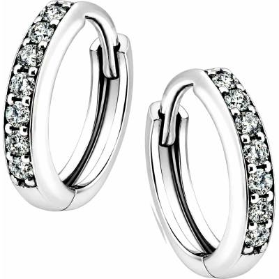 Zlaton Náušnice bílé zlato kruhy 1.3cm 2.10g s diamantem 0.200ct N07042602492
