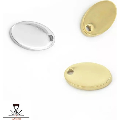 Nerezové závěsné přívěsky Oválky 13x8x1,5mm - 1Ks+B - Nerez SL / 100Ks