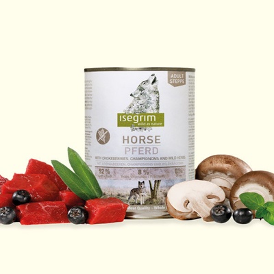Isegrim Dog Adult Mono Horse pure with Chokeberries, Champignons & Wild Herbs 800 g
