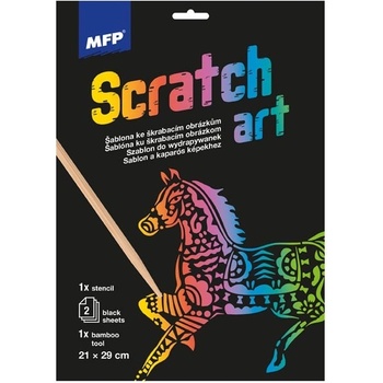 MFP 1032219 Škrabací obrázok šablóna A4 Kôň 21x29cm 2 listy