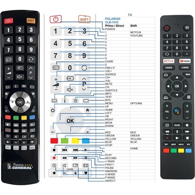GENERAL POLAROID PL55UHDG, PL65UHDG, TCS65QLEDPR001, TVSAND654KPRO2, TCSAND43UHDPR01 - съвместимо дистанционно управление на марката General (PL55UHDG, PL65UHDG, TCS65QLEDPR001, TVSAND654KPRO2, TCSAND43UHDPR01)