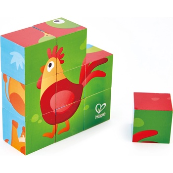 Hape Дървен пъзел с кубчета Hape - Ферма (H1618)