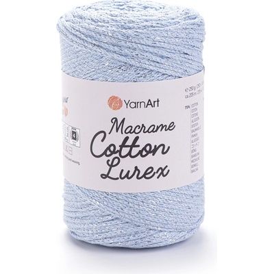Yarn Art Macrame Cotton Lurex 729 světle modrá se stříbrnou nitkou