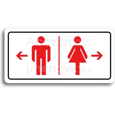 ACCEPT Piktogram WC MUŽI VLEVO, WC ŽENY VPRAVO - bílá tabulka - barevný tisk