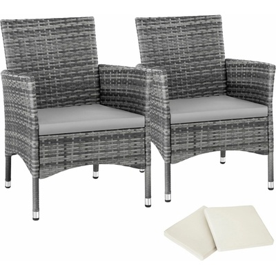 tectake 404551 2 zahradní židle ratanové vč. 4 povlaků - šedá/světle šedá – Zbozi.Blesk.cz