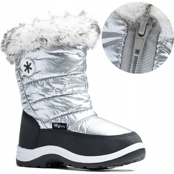 Wojtylko snehové zimné topánky zateplené OVČOU ĽAHKÉ strieborné