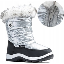 Wojtylko snehové zimné topánky zateplené OVČOU ĽAHKÉ strieborné