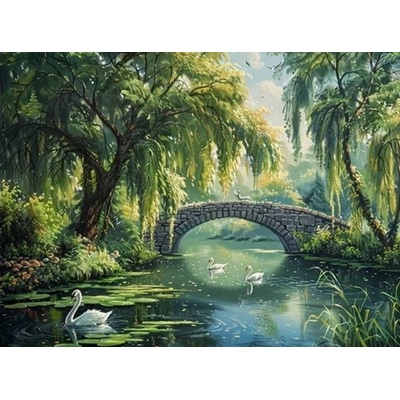 Norimpex - Puzzle Diamant painting: Stone bridge over the river 30x40cm - 1 - 39 piese