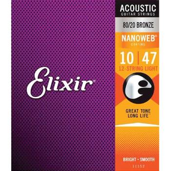 Elixir NANOWEB Light, Струни за 12 струнна акустична китара 10-47 (NW10-47A-12)