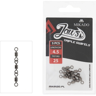 Mikado Trojrobratlík Jaws Triple Swivels 35 kg 5,5 cm