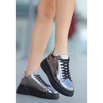 Erbil Shoes Дамски лачени обувки с връзки - Цвят Платина #412949 (412949_Platinum)