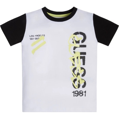 GUESS Памучна тениска в бяло с черни ръкави за момче Guess