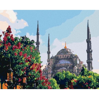 zuty Malování podle čísel Krásná stavba v květinové zahradě 100 x 80 cm vypnuté plátno na rám 8596530015796