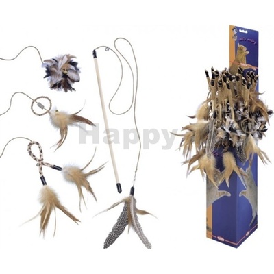 NOBBY Hračka pro kočky škádlítko s peřím 120cm