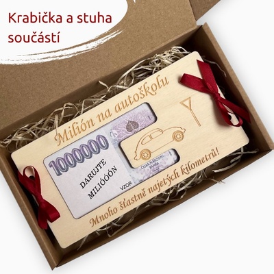PanDatel Dřevěné pouzdro na peníze - MILION AUTOŠKOLA