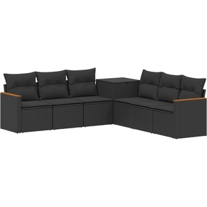 vidaXL Комплект дивани 7 бр. Черно 123 x 62 x 69 см (3448854)