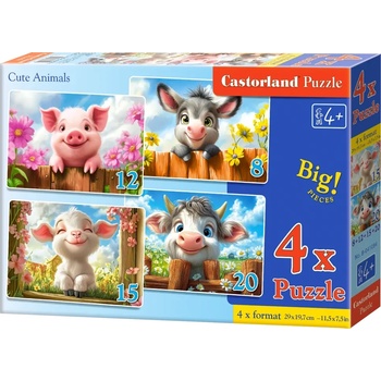 Castorland - Puzzle 4v1 Cute animals - 1 - 39 piese