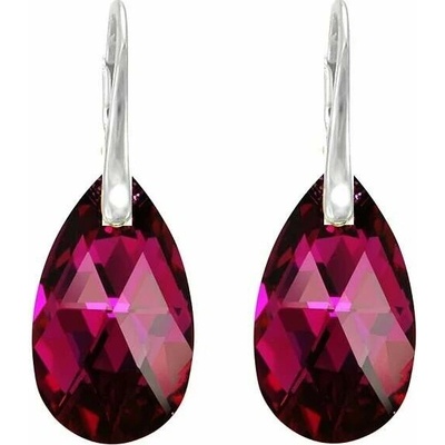 Swarovski Elements Pear krystal 22 mm Stříbrné náušnice visací růžová slza, kapky 31231.7