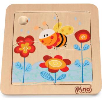 Image 1 of Pino Дървен мини пъзел Pino - Пчела, 4 части (4733-3)