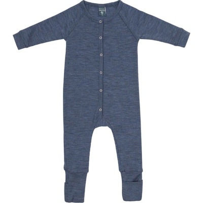 Rostoucí merino pyžamo dětské overal modré denim melange Smallstuff