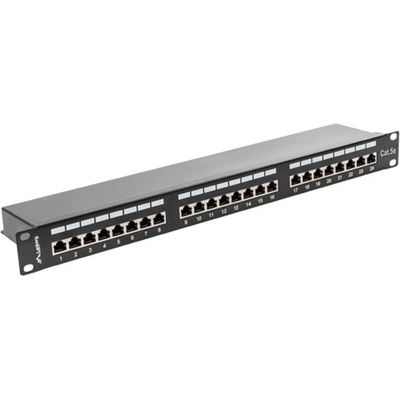 Пач панел Lanberg PPS5-1024-B, 24x порта, 19", 1U, Cat. 5e, Shielded, IDC T568A/T568B, черен (PPS5-1024-B)