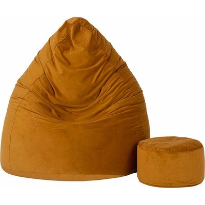 TopKing sedací vak XXXXL + podnožník XL velúr hnedý
