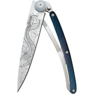 DEEJO 1cb082 tattoo blue beech / Ултралеко джобно ножче с дръжка от оцветен бук (1cb082)