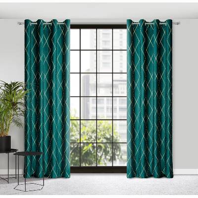 Takoy PIERRE CARDIN Závěs MARGO z francouzského sametu zdobený výšivkou do kosočtverců 140 x 250 cm-HF-389719 | 140 x 250 cm