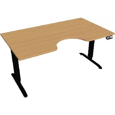Hobis Office Pro psací stůl Motion MS ERGO 2 Šířka: 160 cm, Barva desky: buk, Barva kovu: černá RAL 9005 Šířka 120-180 cm / 27 barevných variant