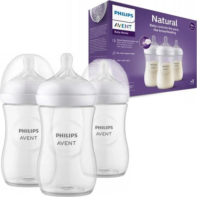 Avent flaša Natural Response 260 ml priehľadná cumlík pre podporu rytmu pitia 1x3 ks