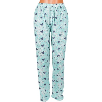 Image 1 of Дамски панталон-пижама в ментов цвят със сърца