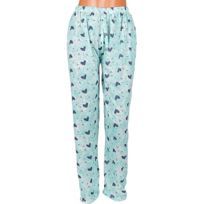 Дамски панталон-пижама в ментов цвят със сърца