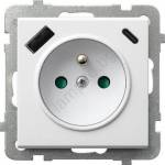 OSPEL - Безрамков стенен контакт 230V + 1xUSB-A + 1xUSB-C SONATA бял (OE0065)