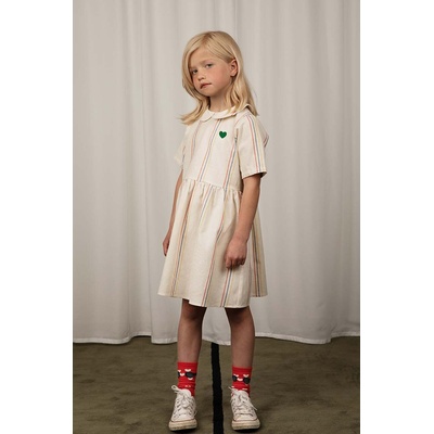 Mini Rodini Детска рокля с лен Mini Rodini в бяло къса разкроена (2425010011)