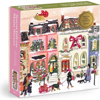 Galison - Puzzle Snowfall on Mail Street metalické puzzle - 1 000 piese